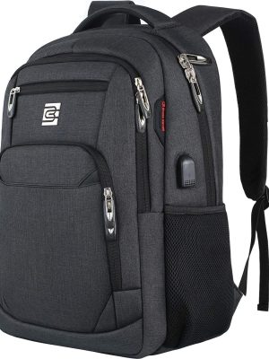 Laptop Backpack,Business Travel Anti Theft Slim Durable Laptops Backpack with USB Charging Port,Water Resistant College Computer Bag for Women & Men Fits 15.6 Inch Laptop and Notebook - Black