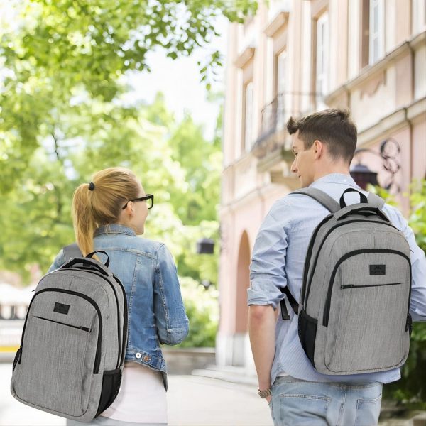 Travel Laptop Backpack, Business Anti Theft Slim Sturdy Laptops Backpack with USB Charging Port, Water Resistant College School Computer Bag Gift for Men & Women Fits 15.6 Inch Notebook, Grey - Image 7