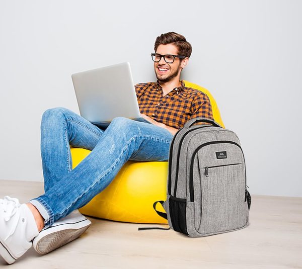Travel Laptop Backpack, Business Anti Theft Slim Sturdy Laptops Backpack with USB Charging Port, Water Resistant College School Computer Bag Gift for Men & Women Fits 15.6 Inch Notebook, Grey - Image 8
